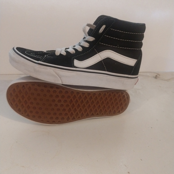 VANS Black White LOGO unisex Women Size 6.5 Men Size 5 High top - Picture 5 of 7